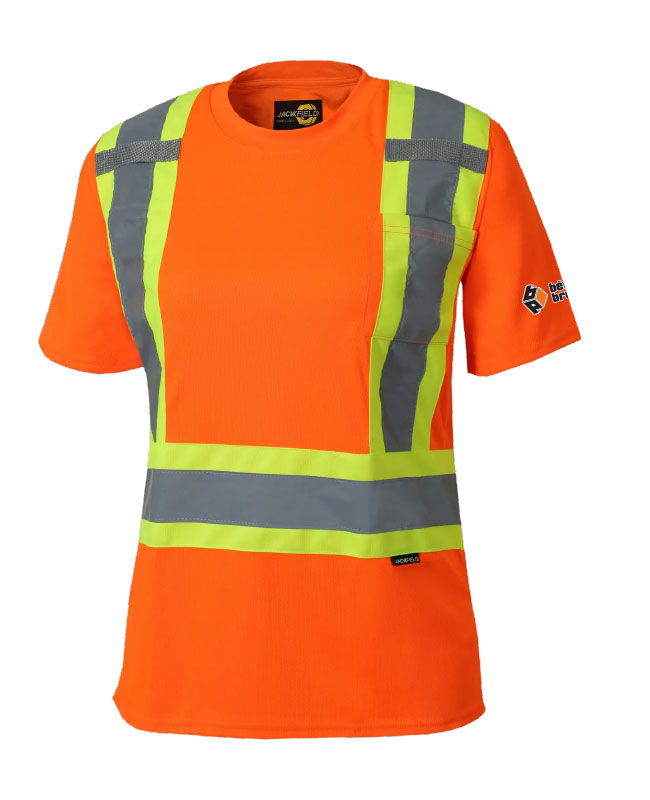 Béton Brunswick - 11-662R Women's T-shirt With Reflective Stripes (ORANGE FLUO) - DTF. DTF-198 (MG)